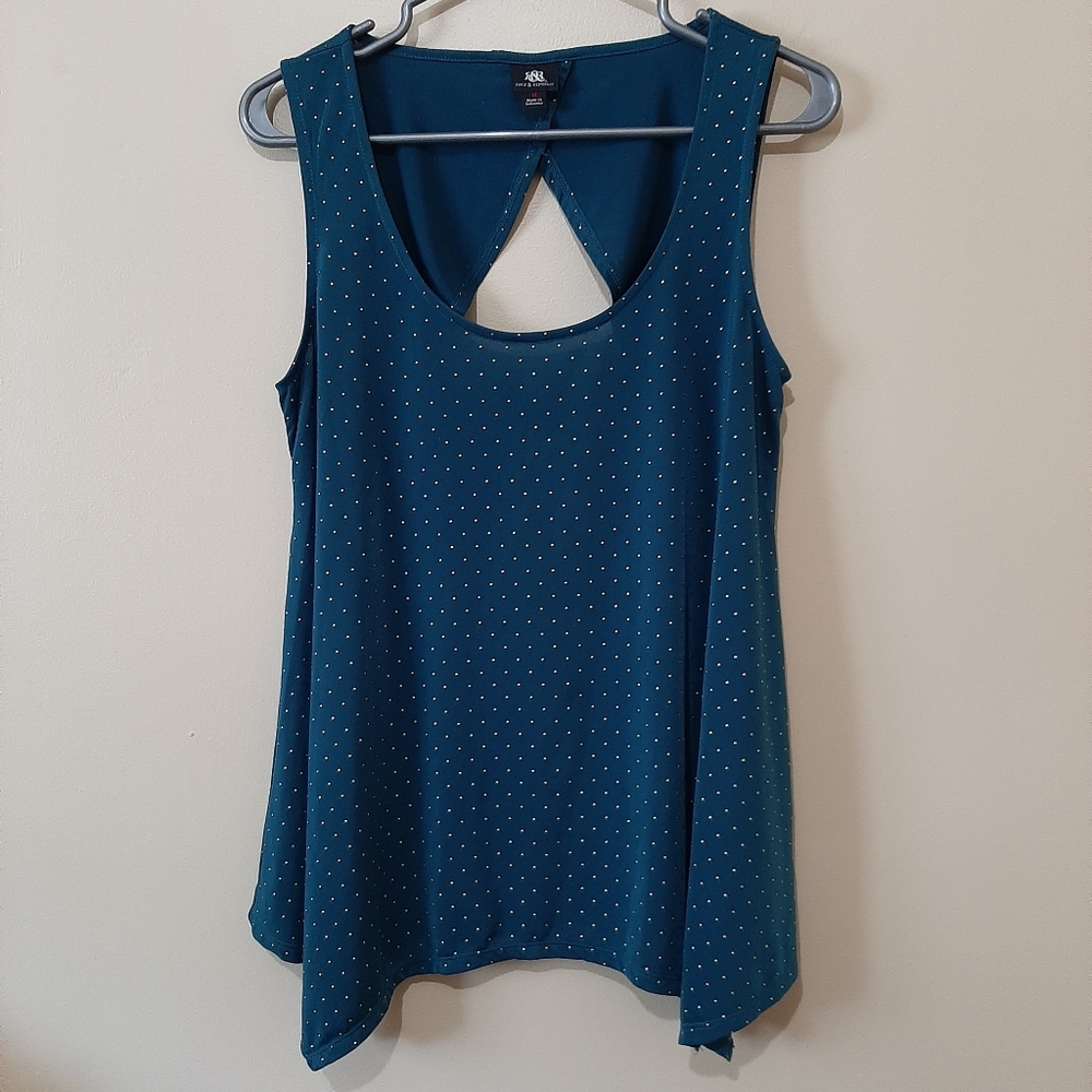 Rock and Republic Teal Top Metallic Polka Dot